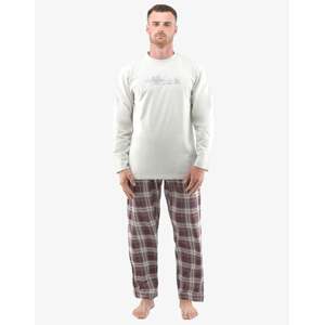 Pánské pyžamo dlouhé GINO 79133P sv. šedá hypermangan L