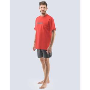 Pánské pyžamo krátké GINO 79116P červená tm. šedá XL