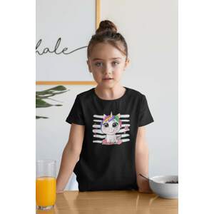 MMO Dívčí tričko Cute jednorožec Barva: Černá, Velikost: 134