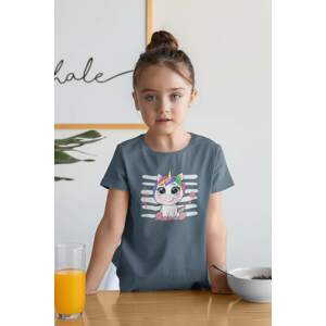 MMO Dívčí tričko Cute jednorožec Barva: Denim, Velikost: 110