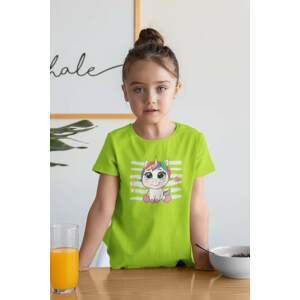 MMO Dívčí tričko Cute jednorožec Barva: Limetková, Velikost: 110