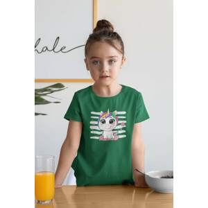 MMO Dívčí tričko Cute jednorožec Barva: Trávová zelená, Velikost: 110
