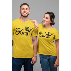 MMO Trička pro páry King Queen Barva: Žlutá, Dámska velikost: 2XL, Pánska velikost: M
