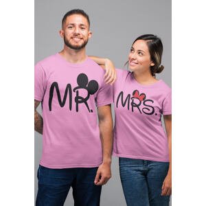 MMO Trička pro páry MR a MRS Barva: Růžová, Dámska velikost: XS, Pánska velikost: M