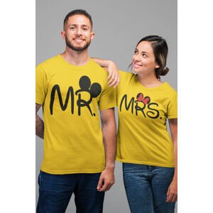 MMO Trička pro páry MR a MRS Barva: Žlutá, Dámska velikost: XL, Pánska velikost: M