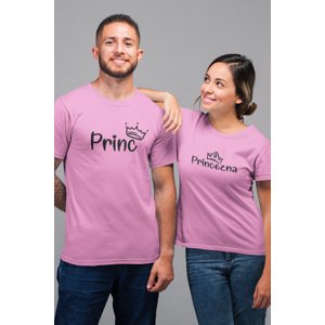 MMO Trička pro páry Princ a princezna Barva: Růžová, Dámska velikost: 2XL, Pánska velikost: S