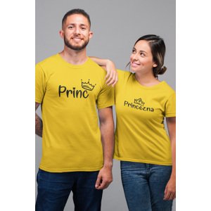 MMO Trička pro páry Princ a princezna Barva: Žlutá, Dámska velikost: S, Pánska velikost: M