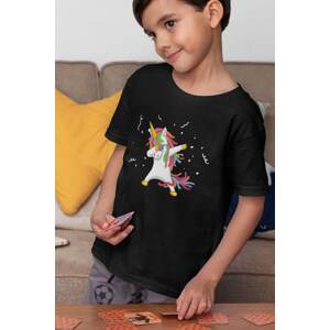 MMO Chlapecké tričko Dabujúci unicorn Barva: Černá, Velikost: 110