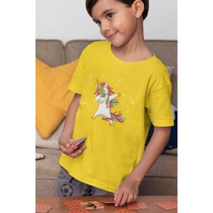 MMO Chlapecké tričko Dabujúci unicorn Barva: Žlutá, Velikost: 110