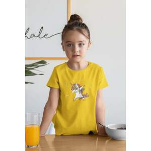 MMO Dívčí tričko Dabujúci unicorn Barva: Žlutá, Velikost: 110