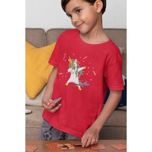 MMO Chlapecké tričko Dabujúci unicorn Barva: Červená, Velikost: 110