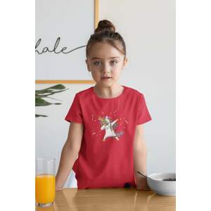 MMO Dívčí tričko Dabujúci unicorn Barva: Červená, Velikost: 110