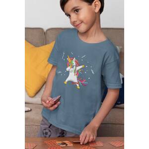 MMO Chlapecké tričko Dabujúci unicorn Barva: Denim, Velikost: 110