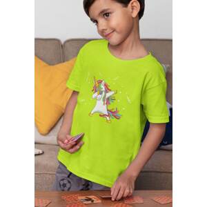 MMO Chlapecké tričko Dabujúci unicorn Barva: Limetková, Velikost: 110