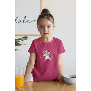 MMO Dívčí tričko Dabujúci unicorn Barva: Malinová, Velikost: 134