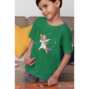 MMO Chlapecké tričko Dabujúci unicorn Barva: Trávová zelená, Velikost: 110