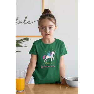 MMO Dívčí tričko Věřím v jednorožce Barva: Trávová zelená, Velikost: 146
