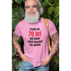 MMO Pánské tričko Trvalo mi 70 let Barva: Ružová, Velikost: L
