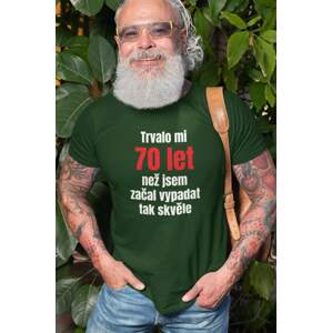 MMO Pánské tričko Trvalo mi 70 let Barva: Láhvově zelená, Velikost: 2XL