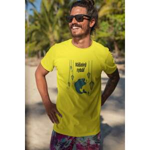 MMO Pánské tričko Vášnivý rybář Barva: Citrónová, Velikost: XS
