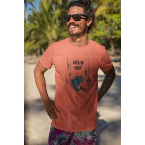 MMO Pánské tričko Vášnivý rybář Barva: Korálová, Velikost: 3XL