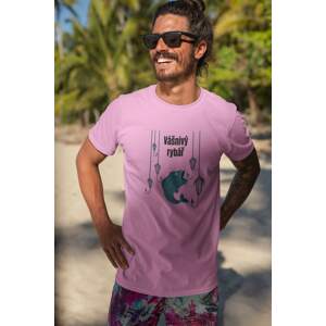 MMO Pánské tričko Vášnivý rybář Barva: Ružová, Velikost: L