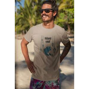 MMO Pánské tričko Vášnivý rybář Barva: Písková, Velikost: XS