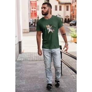 MMO Pánské tričko Dabujúci unicorn Barva: Láhvově zelená, Velikost: 2XL