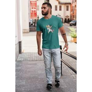 MMO Pánské tričko Dabujúci unicorn Barva: Smaragdově zelená, Velikost: 3XL