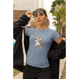 MMO Dámské tričko Dabujúci unicorn Barva: Světlemodrá, Velikost: L