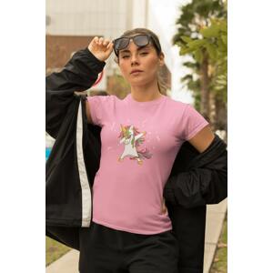 MMO Dámské tričko Dabujúci unicorn Barva: Ružová, Velikost: XS