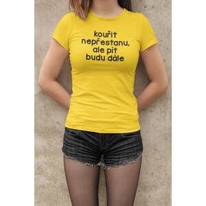 MMO Dámské tričko Kouřit nepřestanu Barva: Žlutá, Velikost: XL