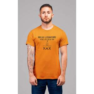 MMO Pánské tričko Miluji literaturu Barva: Mandarínková oranžová, Velikost: 4XL
