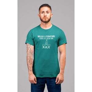 MMO Pánské tričko Miluji literaturu Barva: Smaragdově zelená, Velikost: 2XL
