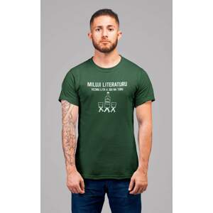 MMO Pánské tričko Miluji literaturu Barva: Láhvově zelená, Velikost: 3XL