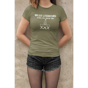 MMO Dámské tričko Miluji literaturu Barva: Svetlá khaki, Velikost: XL
