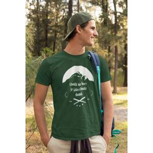 MMO Pánské tričko Chodit na hory Barva: Láhvově zelená, Velikost: L