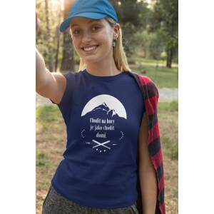 MMO Dámské tričko Chodit na hory Barva: Půlnoční modrá, Velikost: L