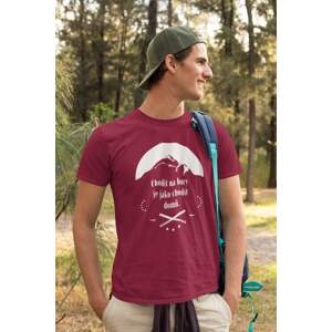MMO Pánské tričko Chodit na hory Barva: Marlboro červená, Velikost: M