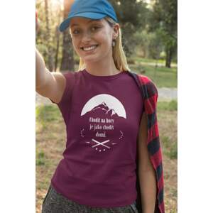 MMO Dámské tričko Chodit na hory Barva: Fuchsiová, Velikost: XL