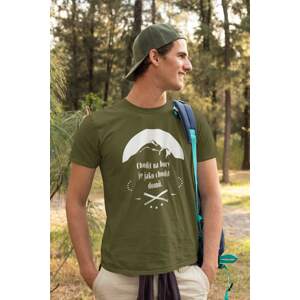 MMO Pánské tričko Chodit na hory Barva: Khaki, Velikost: XL