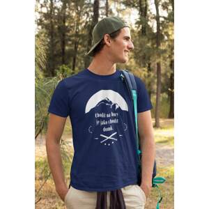 MMO Pánské tričko Chodit na hory Barva: Půlnoční modrá, Velikost: XS