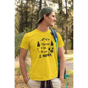 MMO Pánské tričko Domov je tam, kde jsou hory Barva: Žlutá, Velikost: L