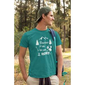 MMO Pánské tričko Domov je tam, kde jsou hory Barva: Smaragdově zelená, Velikost: 2XL