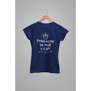 MMO Dámske tričko Princezny se rodí v září Barva: Půlnoční modrá, Velikost: 2XL