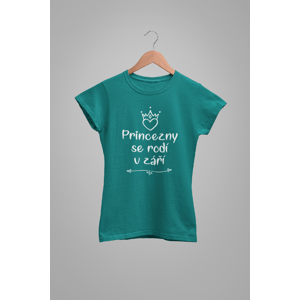 MMO Dámske tričko Princezny se rodí v září Barva: Smaragdově zelená, Velikost: 2XL