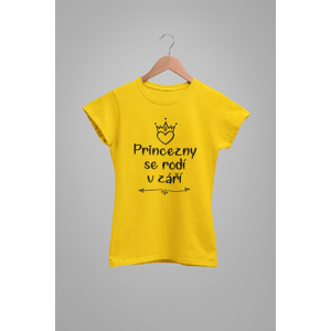 MMO Dámske tričko Princezny se rodí v září Barva: Žlutá, Velikost: 2XL