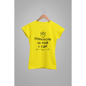 MMO Dámske tričko Princezny se rodí v září Barva: Citrónová, Velikost: 2XL