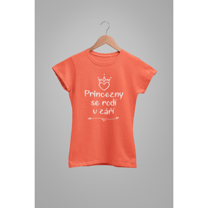 MMO Dámske tričko Princezny se rodí v září Barva: Korálová, Velikost: XS