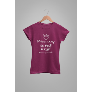MMO Dámske tričko Princezny se rodí v září Barva: Fuchsiově červená, Velikost: XL